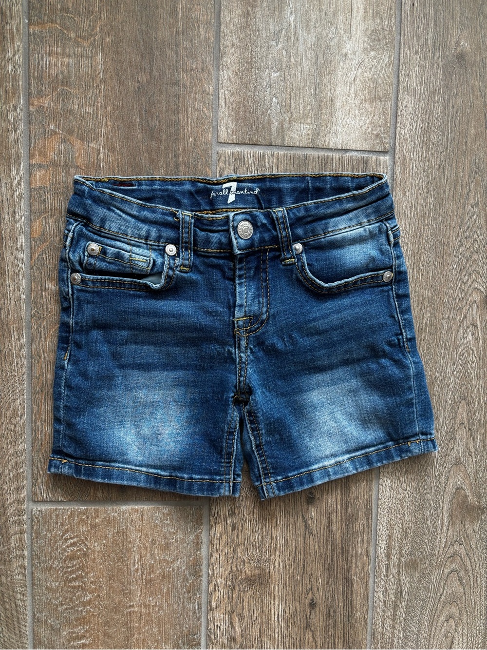7 For All Mankind Dark Blue Faded Denim Jean Shorts Girls Sz 7